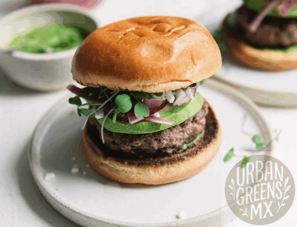 hamburguesa-microgreens Hamburguesa de ternera con microgreens, alioli de menta y queso feta